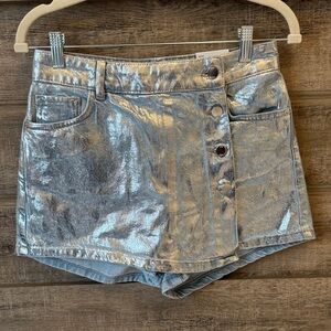 Zara Women’s Metallic Silver Denim Skort